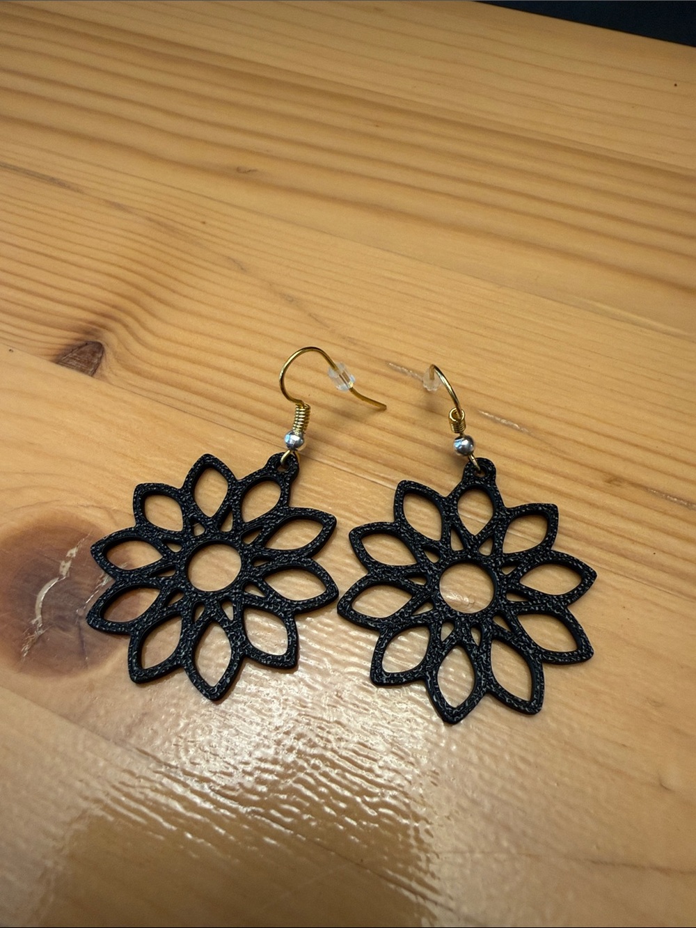 Black Floral Cutout Drop Earrings - Women's Jewelry
